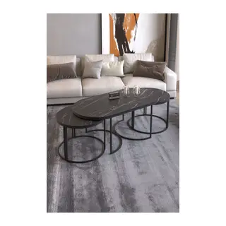 Dolunay Sehpa Seti Bendir Siyah 3'lü