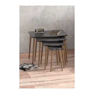Torna Zigon Sehpa Bendir Siyah 4'lü