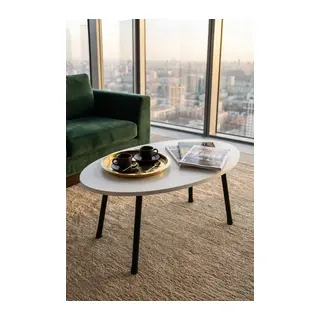 Metal Ayak Oval Orta Sehpa Beyaz