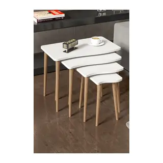 Torna Ayak Zigon Sehpa Beyaz 4'lü