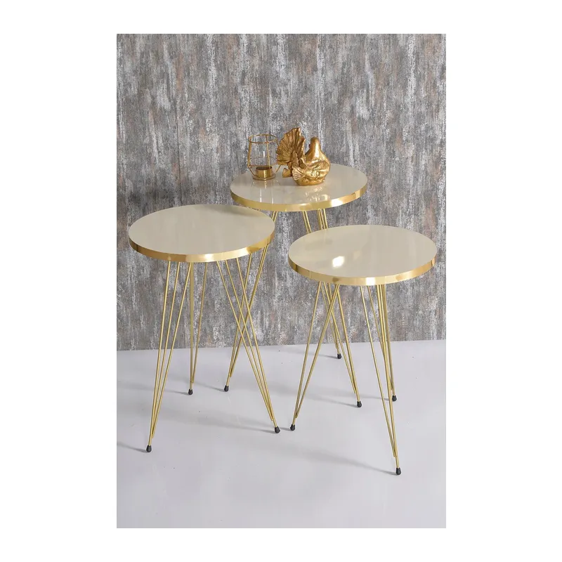 Zigon Sehpa Gold Krem Tel