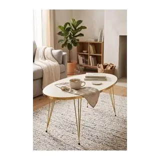 Orta Sehpa Elips Gold Krem Tel