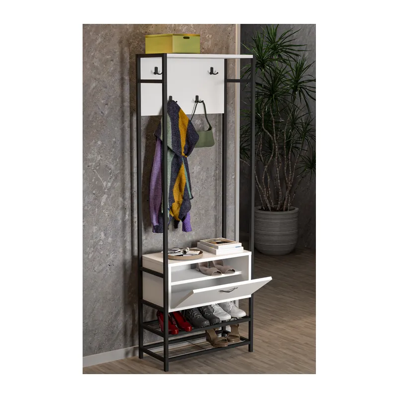 Metal Portmanto Beyaz 180 cm