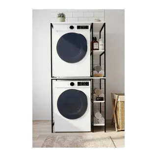 Çamaşır Makinesi Dolabı Yan Raflı Dolap Metal Banyo Organizer Çok Katlı Düzenleyici 264 Siyah