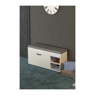 Puflu Ayakkabılık Bench Beyaz 90 cm