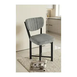 Sandalye 1 Adet Baby Face Kumaş Metal Modern Mutfak Sandalyesi Cafe Balkon Ofis Elma 9814 Gri