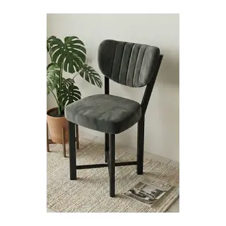 Sandalye 1 Adet Baby Face Kumaş Metal Modern Mutfak Sandalyesi Cafe Balkon Ofis Elma 9815 Antrast