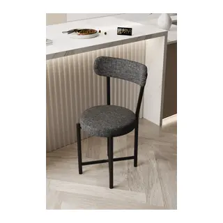 Sandalye 1 Adet Keten Kumaş Metal Ayak Modern Mutfak Sandalyesi Cafe Balkon Ofis Teddy 9817 Anstrast