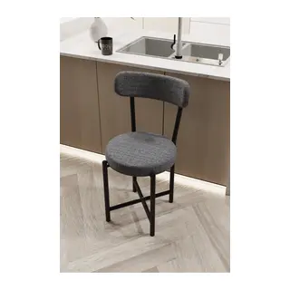 Sandalye 1 Adet Keten Kumaş Metal Ayak Modern Mutfak Sandalyesi Cafe Balkon Ofis Teddy 9816 Gri