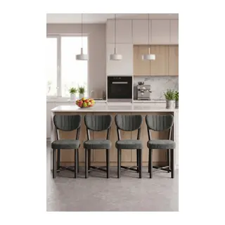Sandalye 4 Adet Baby Face Kumaş Metal Ayak Modern Mutfak Sandalyesi Cafe Balkon Ofis Elma