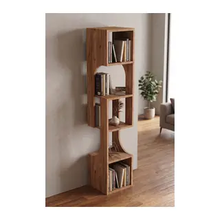 Kitaplık Ahşap Dekoratif Raf 5 Katlı Modern Çok Amaçlı Kitaplık Salon Ofis Kitaplığı 7066 Atlantik Çam