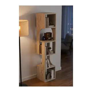 Kitaplık Ahşap Dekoratif Raf 5 Katlı Modern Çok Amaçlı Kitaplık Salon Ofis Kitaplığı 7065 Traverten