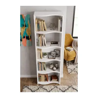 Kitaplık 5 Raflı Esinti Modern Çok Amaçlı Dekoratif Raf Ünitesi Geniş Kütüphane Ofis Kitaplığı 7081 Beyaz