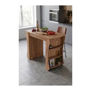 Mutfak Masası Mutfak Adası Ada Masa Bar Masası Kahvaltı Masası Raflı Çok Amaçlı Dolap Modern Masa 120x60 cm 9836 Atlantik Çam