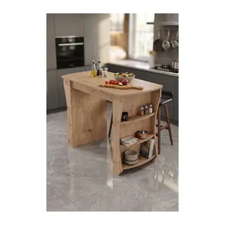 Mutfak Masası Mutfak Adası Ada Masa Bar Masası Kahvaltı Masası Raflı Çok Amaçlı Dolap Modern Masa 120x60 cm 9838 Sepet