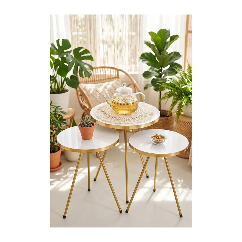 Gold Metal Düz Ayak Zigon Beyaz 3'lü