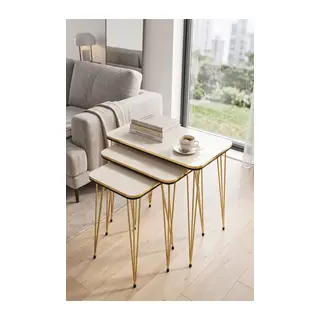 Zigon Sehpa Kr Çift Gold Beyaz Tel