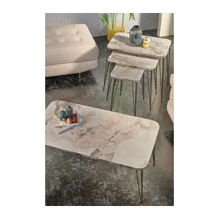 Zigon Sehpa Kr Ve Orta Sehpa Kr Set Siyah Ayak Efes Tel 1103