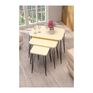 Metal Tel Zigon Krem Bej 3'lü