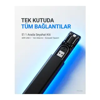 Alfalink 5in1 Süper Şarj 60W Çoklu USB Adaptör Kablo Seyahat Seti