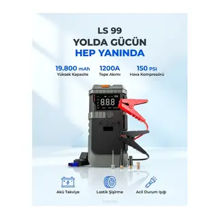 NSUN T-Life Jump Starter 19800 mAh Akü Takviyeli Hava Kompresörü LENSUN LS 99
