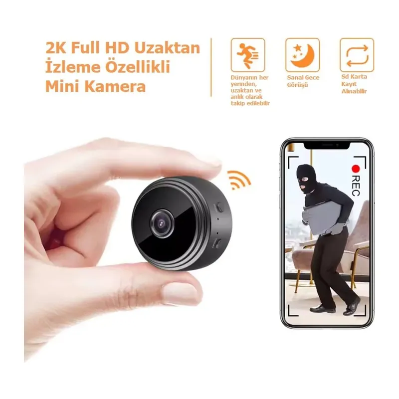 Blue Inter Mini Kamera 1080P HD WiFi (Gizli, Miknatisli)