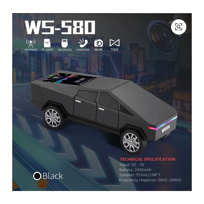 Wster WS-580 Music Car Speaker (Cybertruck, LED)