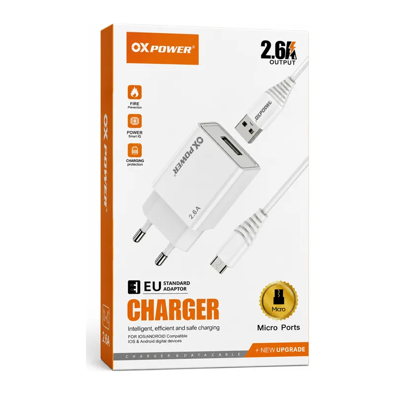 2.6A USB Sarj Adaptoru + Micro USB Sarj Kablosu (EU)