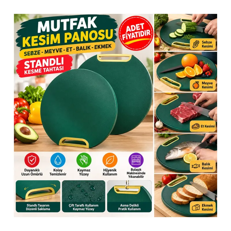 Mutfak Sebze,Meyve,Et,Balık,Ekmek Doğrama Kesme Tahtası Standlı Kesim Panosu (adet fiyatıdır)