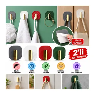 2li Yapışkanlı Retro Askılık Dolap Kapak Kulpu Gri