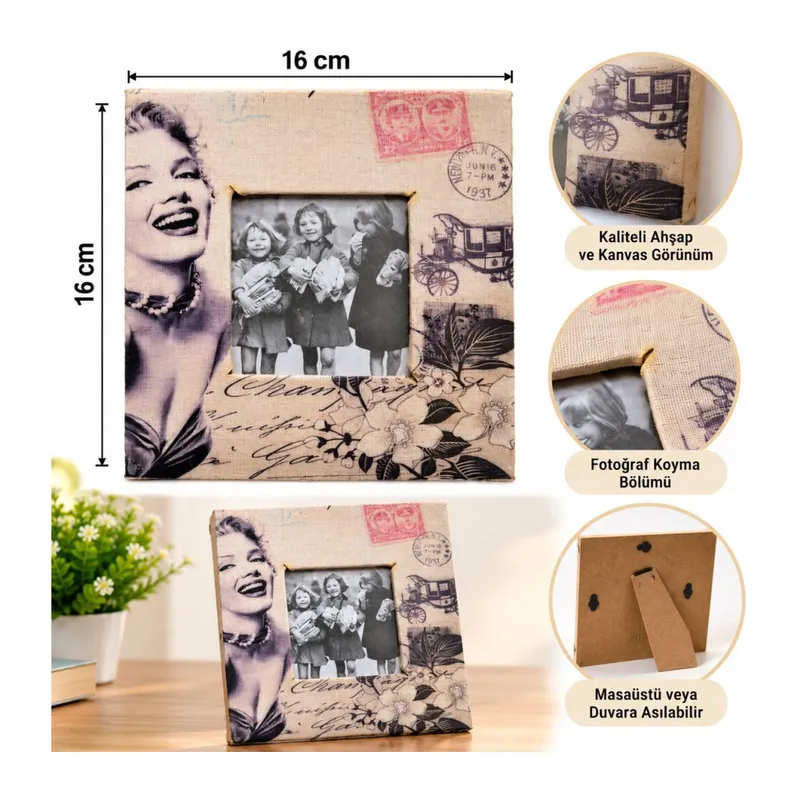 Marilyn Monroe Tasarım Ahşap Resim Fotoğraf Çerçevesi