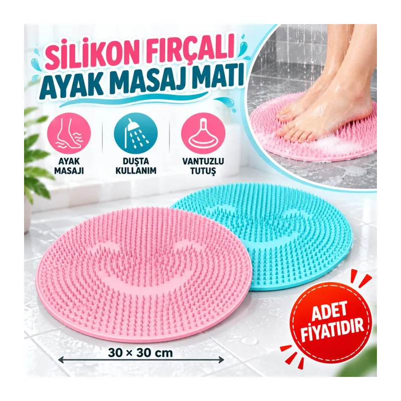 Silikon Fırçalı Banyo Masaj Matı ve Ayaklar için Topuk Masaj Paspası