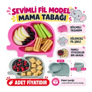 Bebek ve Çocuk için Sevimli Fil Model Desenli Yemek Bebek Mama Kabı Bölmeli Tabak (adet fiyatıdır)