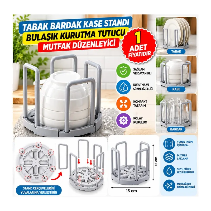 Tabak Bardak Kase Standı Bulaşık Kurutma Tutucu Mutfak Düzenleyici Organizatör (adet fiyatıdır)
