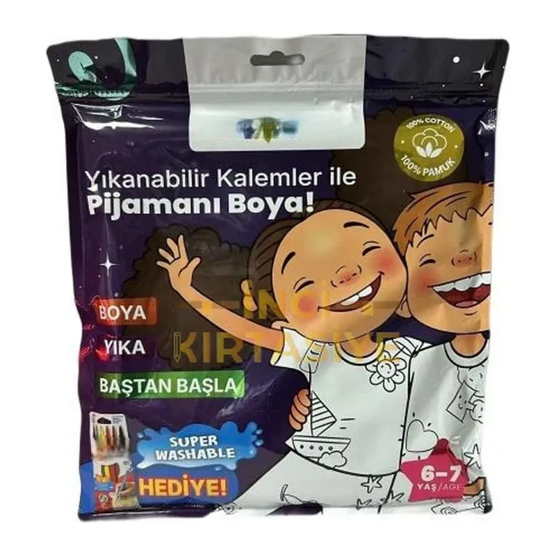 Kalem Hediyeli Boyanabilir Pijama 6-7 Yaş