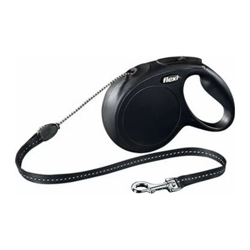 New Classic Otomatik İp Köpek Gezdirme Tasması Medium 8 Mt Siyah
