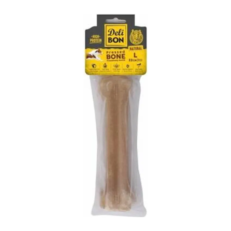 Natürel Deri Pres Kemik Köpek Ödülü 22 Cm Large