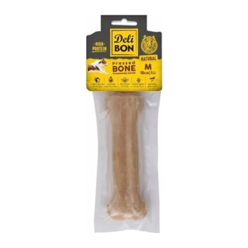 Natürel Deri Pres Kemik Köpek Ödülü 15 Cm Medium