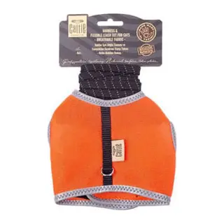 Havalı Dokuma Kedi Göğüs ve Gezdirme Tasması Large Turuncu 1,5x-30-40 Cm