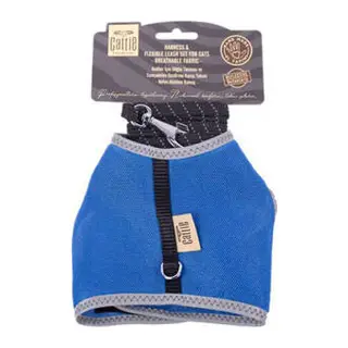 Havalı Dokuma Kedi Göğüs ve Gezdirme Tasması Medium Royal Mavi 1x25-35 Cm