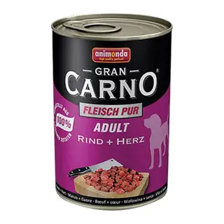 GranCarno Sığır Etli ve Yürekli Yetişkin Köpek Konservesi 6 Adet 400 Gr
