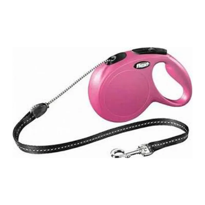 New Classic Otomatik İp Köpek Gezdirme Tasması Small 5 Mt Pembe