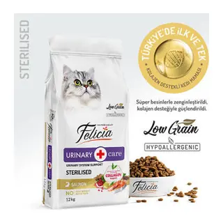 Hypoallergenic Urinary Somonlu Düşük Tahıllı Kısırlaştırılmış Kedi Maması 12 Kg