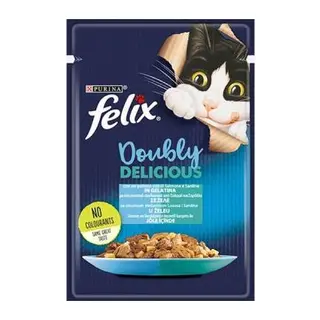 Pouch Çifte Lezzet Somonlu ve Sardalyalı Yetişkin Kedi Konservesi 85 Gr