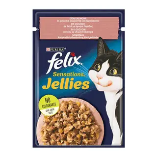 Pouch Sensation Jellies Somonlu ve Karidesli Yetişkin Kedi Konservesi 6 Adet 85 Gr