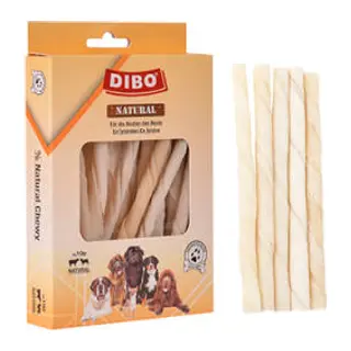 Sütlü Beyaz Burgu Çubuk Çiğneme Kemiği Köpek Ödülü 100 Gr 12 Cm