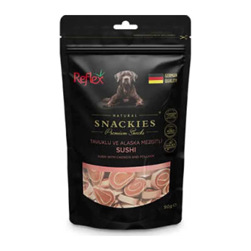 Snackies Natural Tavuklu ve Alaska Mezgitli Sushi Tahılsız Köpek Ödül Maması 90 Gr