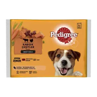 Pouch Sığır Etli Kuzulu ve Hindili Yetişkin Köpek Konservesi 4x100 Gr
