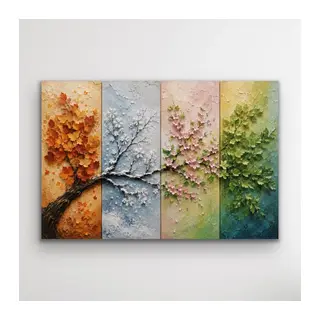 4 Mevsim Ağaç Kanvas Tablo 60X90 CM
