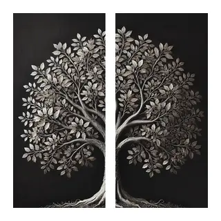 2li Eskitme Krom Ağaç Kanvas Tablo 60x120cm x2
